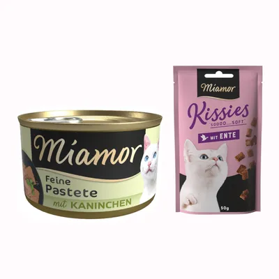 Boîtes Miamor 12 x 85 g + Friandises Miamor Kissies canard 50 g offertes ! - Lapin Boîtes Miamor 12 x 85 g + Friandises Miamor Kissies canard 50 g offertes ! - Lapin