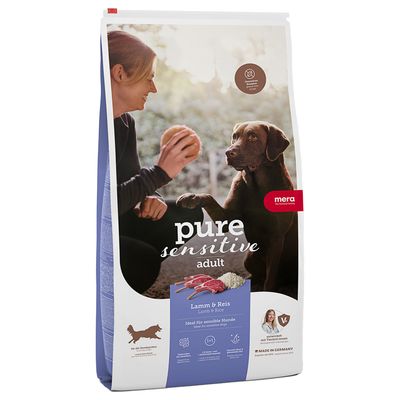 mera pure sensitive agneau, riz pour chien 12,5 kg