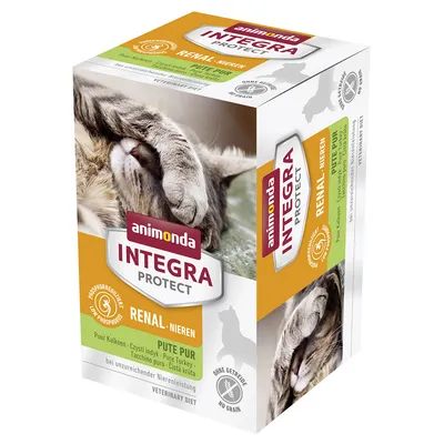 Animonda Integra Protect Renal-Nieren, krůta Pur, se sníženým obsahem fosforu, bez obilovin. Pro kočky s nedostatečnou funkcí ledvin. Veterinary Diet. Animonda Integra Protect Renal-Nieren, krůta Pur, se sníženým obsahem fosforu, bez obilovin. Pro kočky s nedostatečnou funkcí ledvin. Veterinary Diet.
