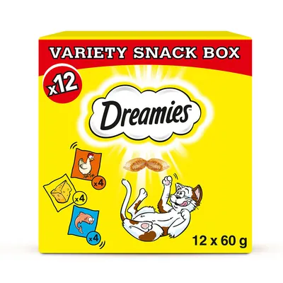 Dreamies Mixbox (s kuřecím, sýrem a lososem) - 12 x 60 g