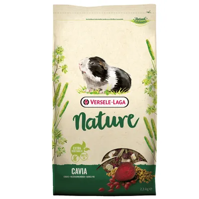 Versele-Laga Nature Cavia, foder til marsvin med ekstra grøntsager og vitaminer. Pakningsstørrelse: 2,3 kg.