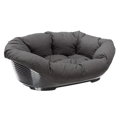  Set aus Ferplast Korb Siesta Deluxe  mit Überzug Sofà - Anthrazit - Set Größe 12: Korb + Überzug + Füße