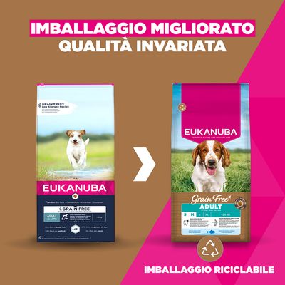 Eukanuba Grain Free Adult Small & Medium Pesce