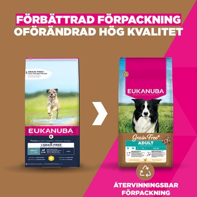Eukanuba Grain Free Adult Small & Medium Chicken - 12 kg