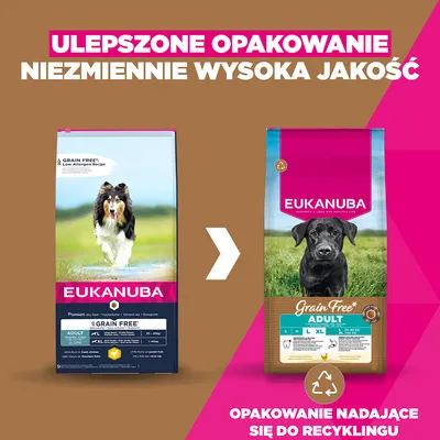 Eukanuba Grain Free Adult Large, kurczak - 12 kg