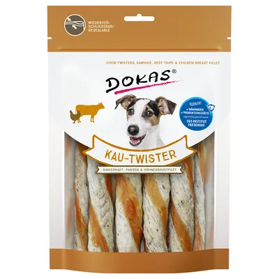 Dokas Twister bastoncini arrotolati -  200 g Pelle di manzo, Trippa e Petto di pollo