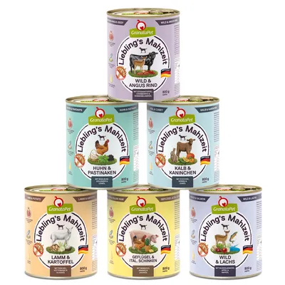 GranataPet Liebling's Mahlzeit 12 x 800g - dog wet food - Mixed Pack I (6 Varieties)