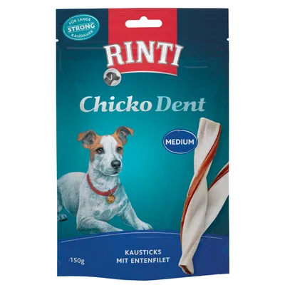 Rinti Chicko Dent ραβδιά μάσησης με φιλέτο πάπιας, Medium, 150g. Για μακρά διάρκεια μάσησης, Strong.