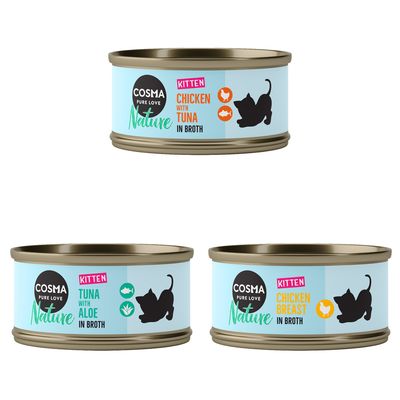 Cosma Nature Kitten Saver Pack 24 x 70g Mixed Pack (3 varieties)