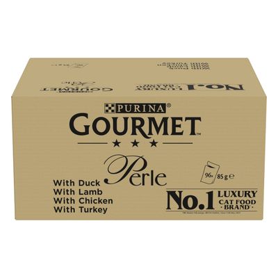 96 x 85g Gourmet Perle Pouches Wet Cat Food + 12 x 85g Wet Cat Food Free! * Mixed Mega Pack Seaside Duo Mini Fillets in Gravy (96 x 85g) + Mixed Pack Connoisseur's Collection in Gravy (12 x 85g)