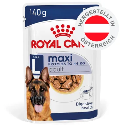 Royal Canin maxi adult, 140 g, für 26 bis 44 kg, Digestive health, hergestellt in Österreich Royal Canin maxi adult, 140 g, für 26 bis 44 kg, Digestive health, hergestellt in Österreich