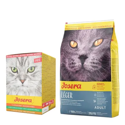 Josera: karma sucha dla kota, 10 kg + Paté, saszetki, 6 x 85 g gratis! - Léger, 10 kg + Paté, saszetki, 6 x 85 g Josera: karma sucha dla kota, 10 kg + Paté, saszetki, 6 x 85 g gratis! - Léger, 10 kg + Paté, saszetki, 6 x 85 g