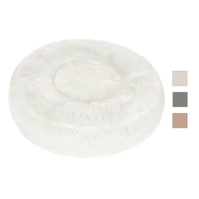 Letto per animali rotondo e soffice in bianco con tre opzioni di colore: beige, grigio e marrone.