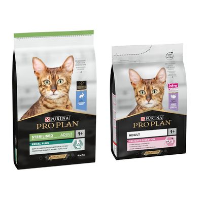 Purina Pro Plan Adult 1+ Delicate Digestion, pääainesosa kalkkuna, edistää kissojen ruoansulatusterveyttä, ISFM-sertifioitu, ei keinotekoisia väri- tai makuaineita.