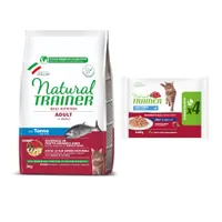 Prix avantageux ! Croquettes Natural trainer 3 kg + sachets 4 x 85 g - Adult thon + thon