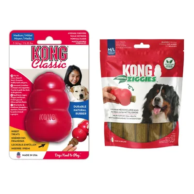 KONG Classic - KONG M (9 cm) + KONG Ziggies Enhanced (227 g)