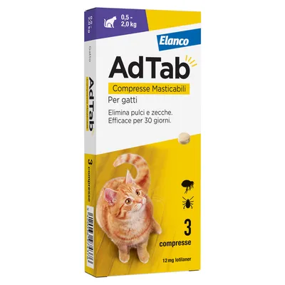 Elanco AdTab compresse masticabili per gatti 0,5-2 kg - Set %: 6 compresse (12 mg)