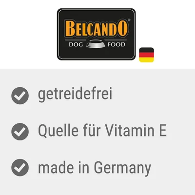 Belcando Dog Food. Getreidefrei, Quelle für Vitamin E, made in Germany.