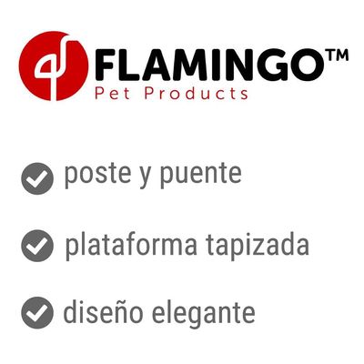 FLAMINGO Pet Products. Poste y puente, plataforma tapizada, diseño elegante.