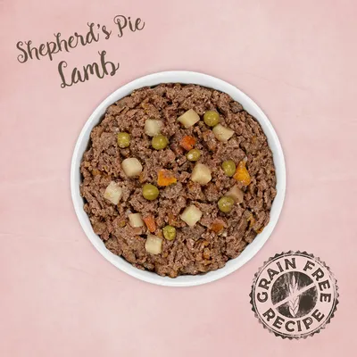 Shepherd's Pie Lamb. Grain-free recipe, visibly with peas, potatoes and carrots in a bowl.