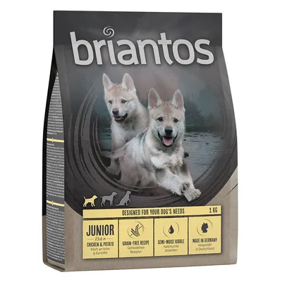 Briantos Junior, rig på kylling og kartoffel, kornfri opskrift, semi-fugtige kroketter, fremstillet i Tyskland, 1 kg.