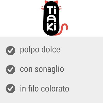 Tiaki, polpo dolce, con sonaglio, in filo colorato
