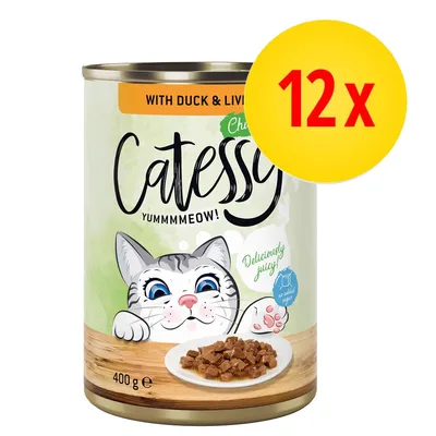 Catessy mit Ente & Leber, 400g Dose, Deliciously juicy, ohne zugesetzten Zucker, 12x Packung