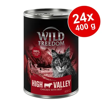Wild Freedom High Valley, piščanec z govedino, 100 % brez žit, 24x 400g pločevinke hrane za mačke. Wild Freedom High Valley, piščanec z govedino, 100 % brez žit, 24x 400g pločevinke hrane za mačke.