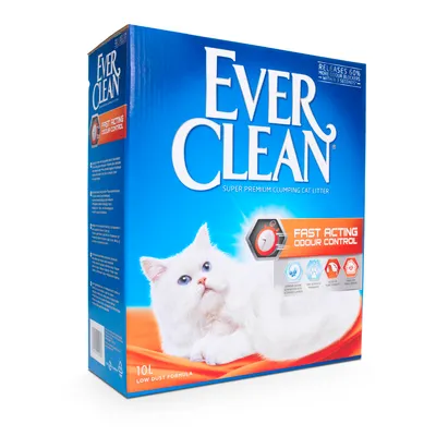 Наполнитель для кошачьего туалета Ever Clean, 10 л, Fast Acting Odour Control, Super Premium Clumping Cat Litter, Low Dust Formula. Текст на английском языке.