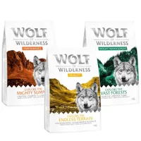 Set prova misto! Wolf of Wilderness Adult Crocchette per cani - 3 x 1 kg Xplore: Performance, Mobility, Weight Management