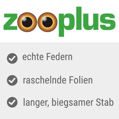 zooplus. Eigenschaften: echte Federn, raschelnde Folien, langer biegsamer Stab.