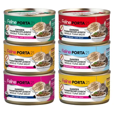 Feline Porta 21 Tonijn Mix Probeerpakket 6 x 90 g - 6 verschillende soorten Tonijn
