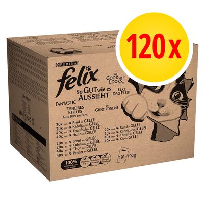 Jumbopack Felix Tendres Effilés 120 x 100 g Jumbopack Felix Tendres Effilés 120 x 100 g