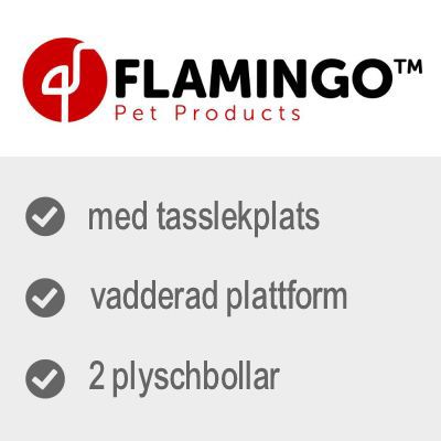 FLAMINGO Pet Products, med tasslekplats, vadderad plattform, 2 plyschbollar