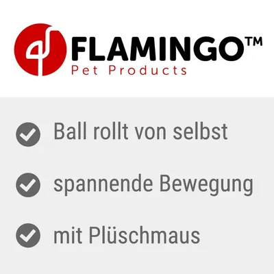 Flamingo Pet Products. Ball rollt von selbst, spannende Bewegung, mit Plüschmaus.