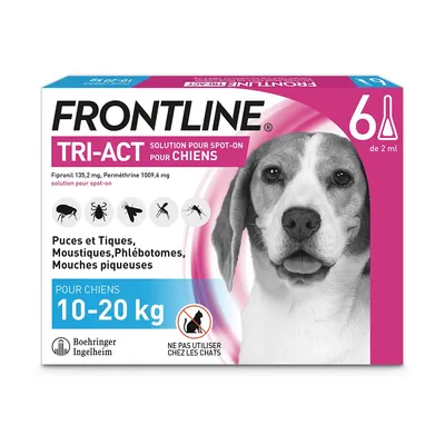FRONTLINE TRI-ACT, 10 - 20 kg - 6 mois de protection (6 pipettes)