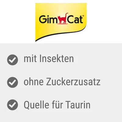 GimCat. Mit Insekten, ohne Zuckerzusatz, Quelle für Taurin.