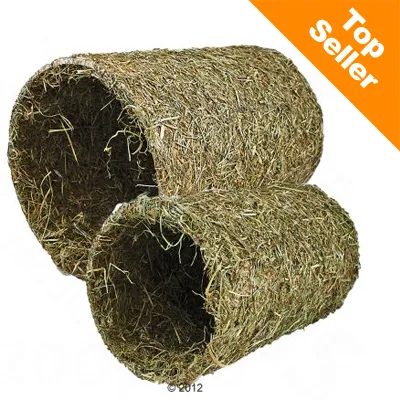 Kaksi sylinterinmuotoista tunnelia, valmistettu heinämäisestä materiaalista. Oikeassa yläkulmassa oranssi merkki: Top Seller.
