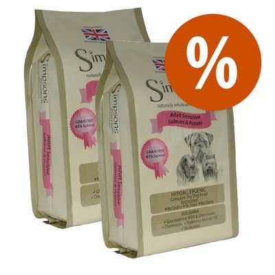 Multipack 2 x 12 kg Simpsons Premium MIX Sensitive Agnello & Patate + Anatra & Patate