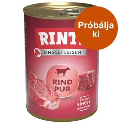 Rinti Singlefleisch Rind Pur konzerv, felirattal: Próbálja ki. 1 Protein Single, getreidefrei. Marhahús képekkel a csomagoláson.