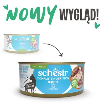 Schesir Complete Nutrition, filet w galarecie, 6 x 140 g w puszce - Tuńczyk z krewetkami