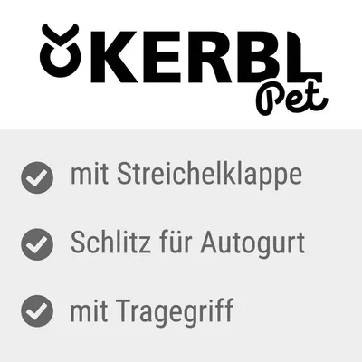 Kerbl Pet. Mit Streichelklappe, Schlitz für Autogurt und Tragegriff.