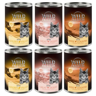 Wild Freedom Kitten 6 x 400 g Mixpakket: 2x Wild Desert, 2x Wide Country, 2x Golden Valley