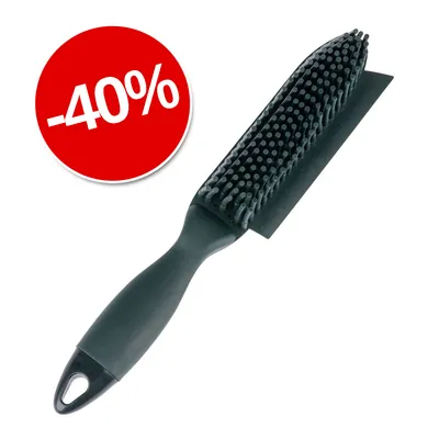 Sort børste med gummibørster og rød rabatmærkat: -40%.