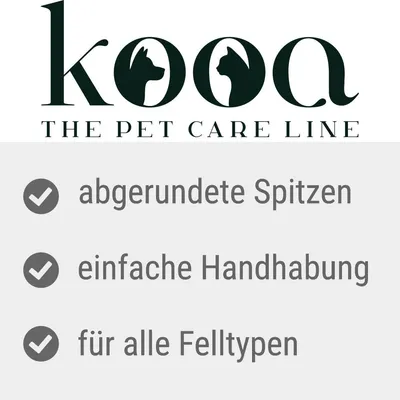 kooa. The Pet Care Line. Punte arrotondate, facile da usare, per tutti i tipi di pelo.