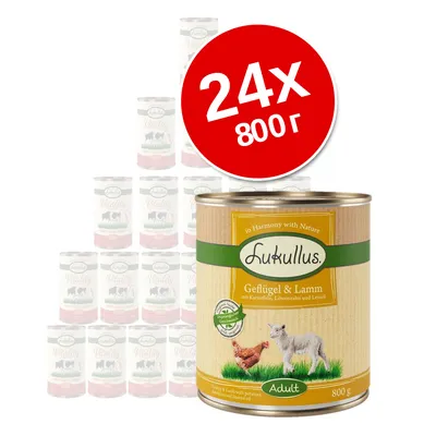 Экономупаковка Lukullus 24 x  800 г - Вариант I: птица, ягнятина, индейка и крольчатина