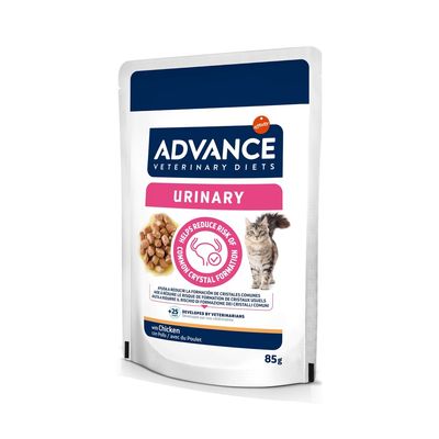 Advance Veterinary Diets Urinary med kyckling, 12 x 85g, hjälper till att minska risken för urinsten. Utvecklad av veterinärer.