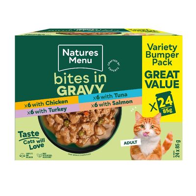 Natures Menu Bites in Gravy Mixed Pack 24 x 85g