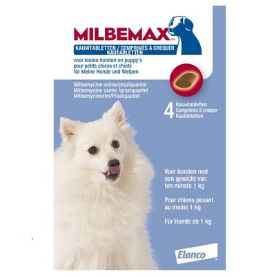 Milbemax Kauwtabletten Hond 2 x 4 tabletten voor kleine honden (1-5kg)