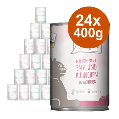 Animonda cibo per gatti, Duo di tenera anatra e pollo con carote, senza cereali, ricco di carne, confezione: 24x400g.